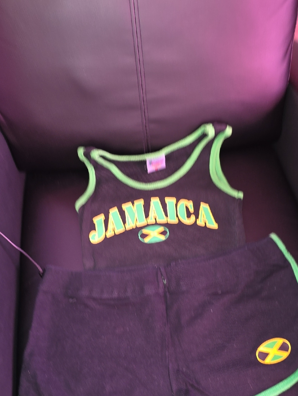 Jamaica Green-Trim Women's Tank Top and Shorts Set